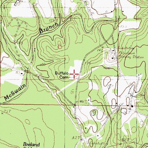 Topographic Map of Buffalo Cemetery, MS