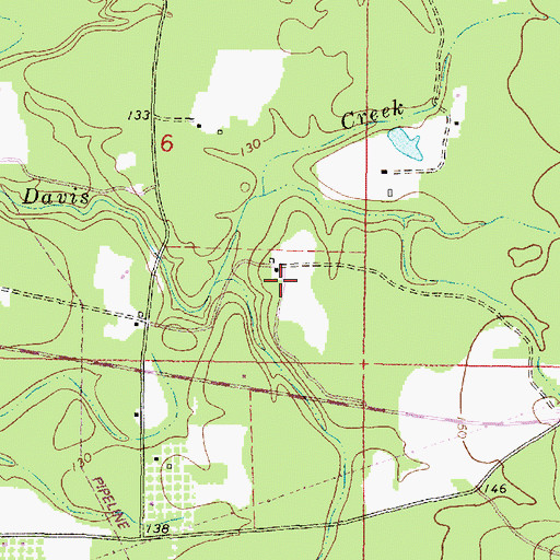 Topographic Map of Davis Creek School (historical), MS