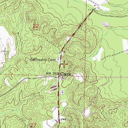 Topographic Map of Fellowship Freewill Baptist Church, MS