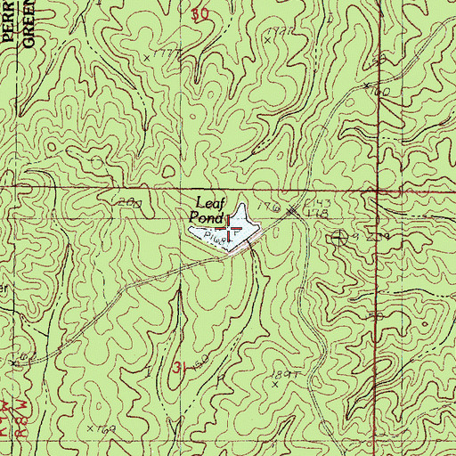 Topographic Map of Leaf Pond, MS
