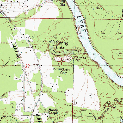 Topographic Map of McLain Cemetery, MS