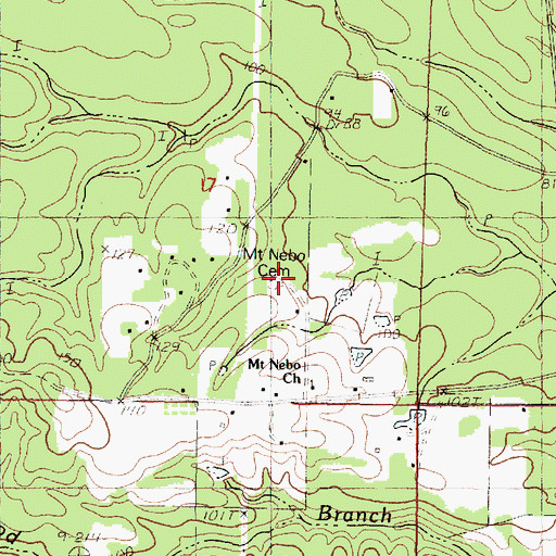 Topographic Map of Mount Nebo Cemetery, MS