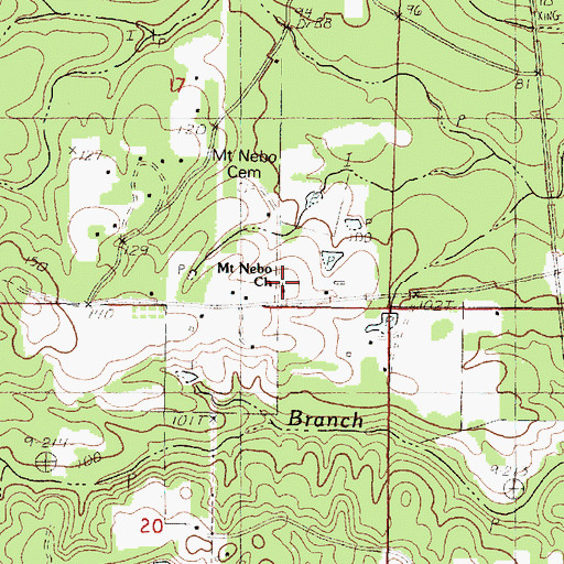 Topographic Map of Mount Nebo Church, MS