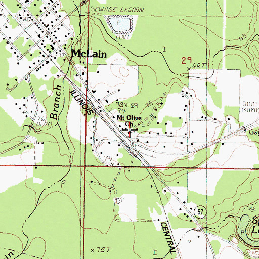 Topographic Map of Mount Olive Church, MS