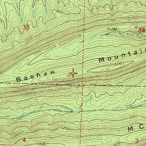 Topographic Map of Bashaw Mountain, AR