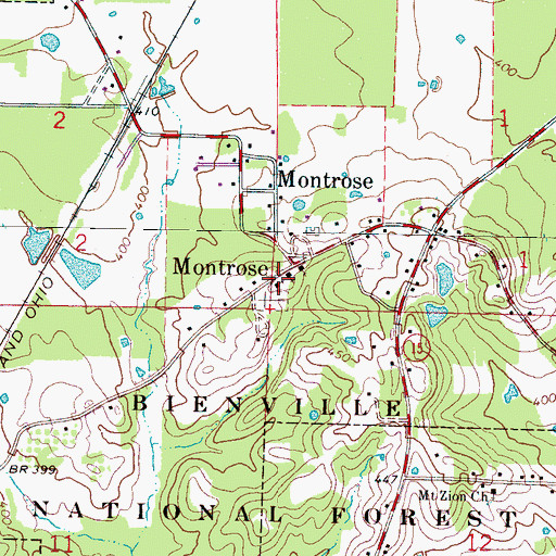 Topographic Map of Montrose Baptist Church, MS