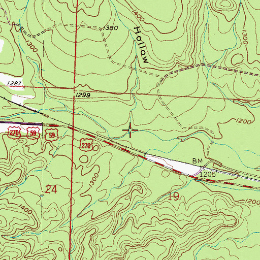 Topographic Map of Basin Hollow, AR