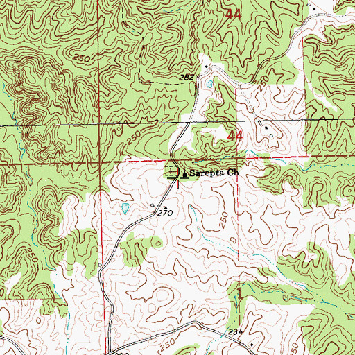 Topographic Map of Serepta School (historical), MS