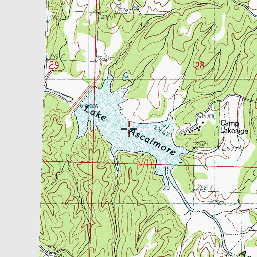 Topographic Map of Lake Ascalmore, MS