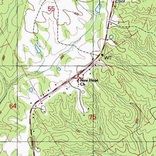 Topographic Map of New Hope Church, MS