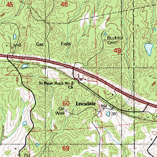 Topographic Map of Saint Peter Rock Number 2 Church, MS