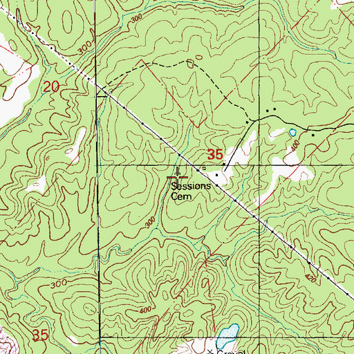 Topographic Map of Sessions Cemetery, MS