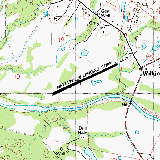 Topographic Map of Netterville Landing Strip, MS