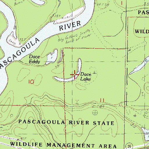 Topographic Map of Dace Lake, MS