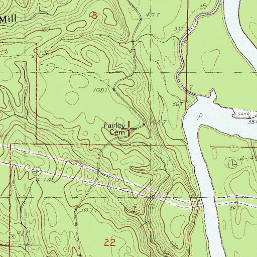 Topographic Map of Fairley Cemetery, MS