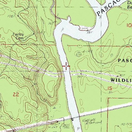 Topographic Map of Fairley Ferry (historical), MS