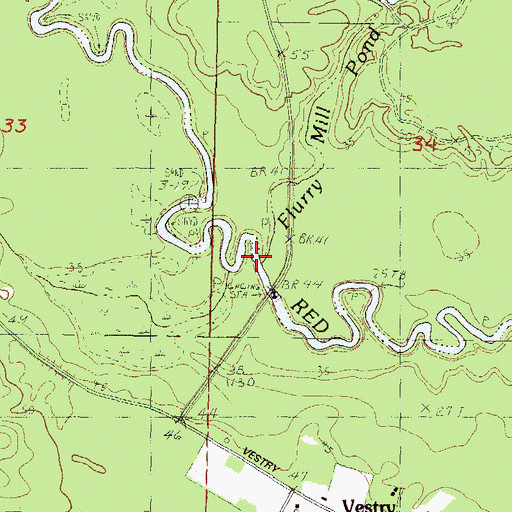 Topographic Map of Flurry Mill Pond Branch, MS