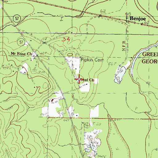 Topographic Map of Leaf Church, MS