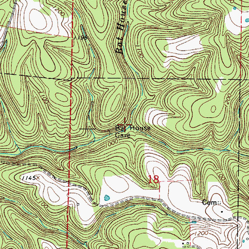 Topographic Map of Bat House Branch, AR