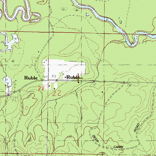 Topographic Map of Ruble, MS