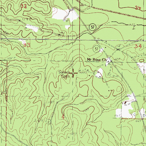 Topographic Map of Salem Cemetery, MS