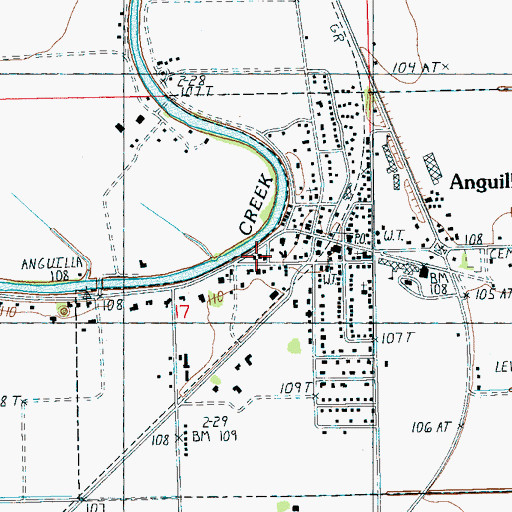 Topographic Map of Anguilla Methodist Church, MS