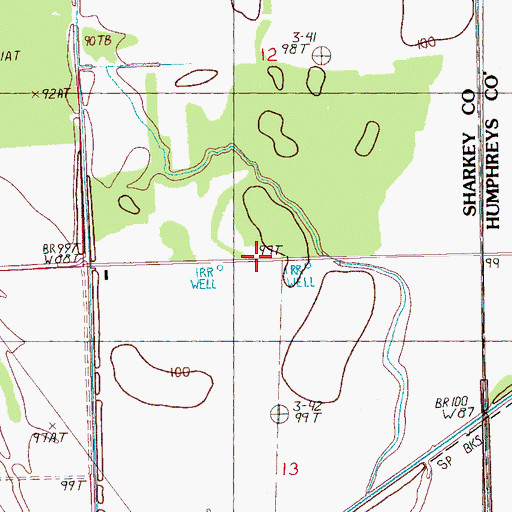 Topographic Map of Hollands (historical), MS