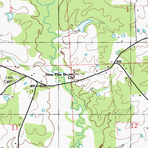 Topographic Map of New Pine Grove Church, MS