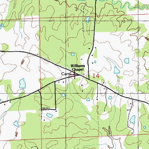 Topographic Map of Williams Chapel, MS