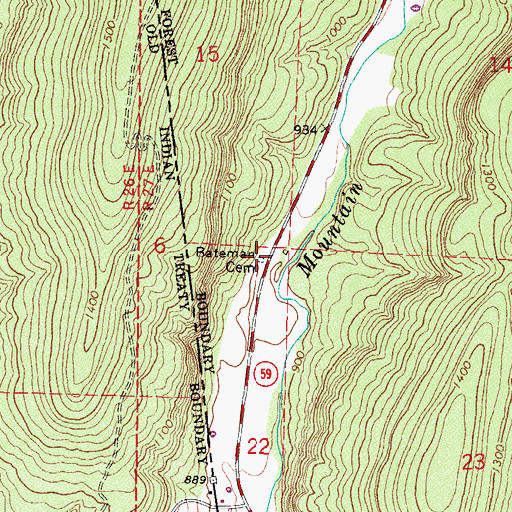 Topographic Map of Bateman Cemetery, AR