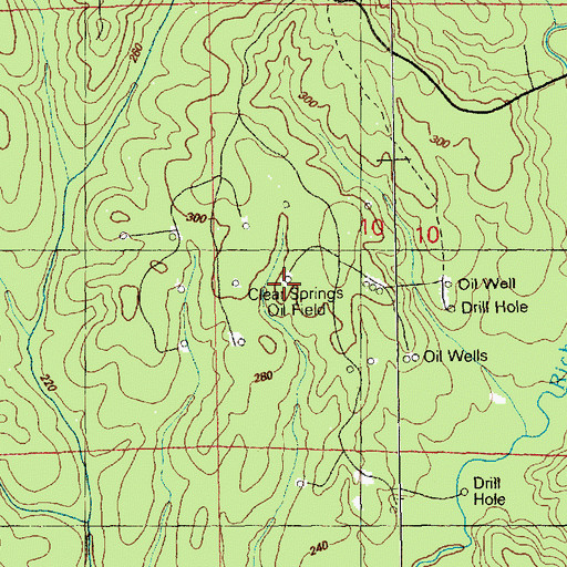 Topographic Map of Clear Springs Oil Field, MS