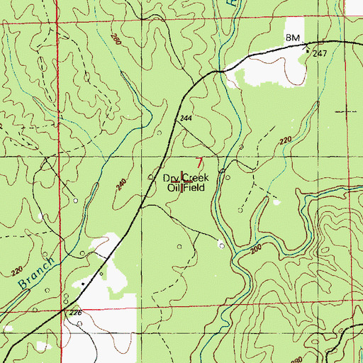 Topographic Map of Dry Creek Oil Field, MS