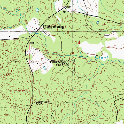 Topographic Map of East Oldenburg Oil Field, MS