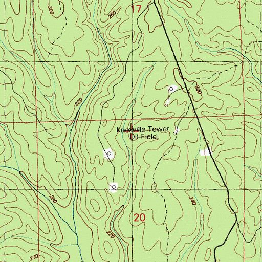Topographic Map of Knoxville Tower Oil Field, MS