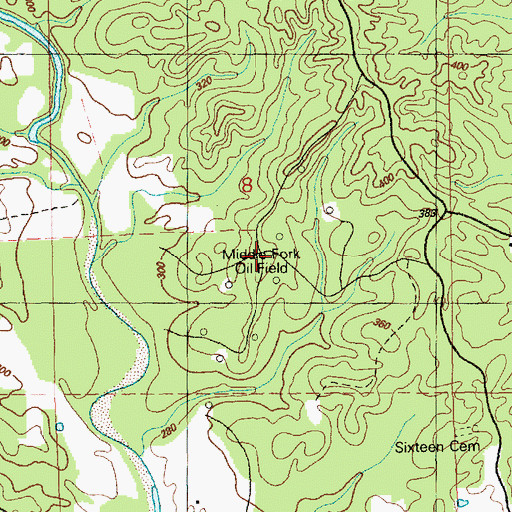 Topographic Map of Middle Fork Oil Field, MS