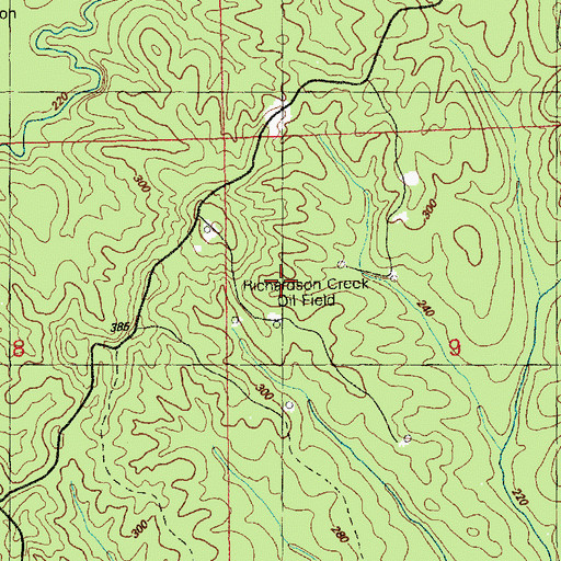 Topographic Map of Richardson Creek Oil Field, MS