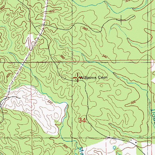 Topographic Map of Williams Cemetery, MS