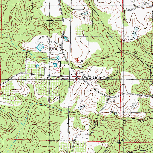 Topographic Map of Byrd Line Cemetery, MS