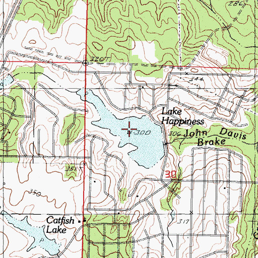 Topographic Map of Happiness Lake, MS