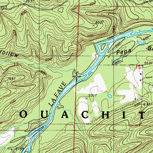 Topographic Map of Bates Hollow, AR