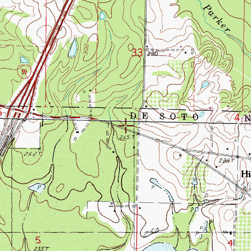 Topographic Map of Hickory Grove School (historical), MS