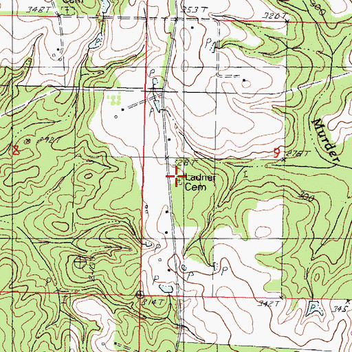 Topographic Map of Ladner Cemetery, MS