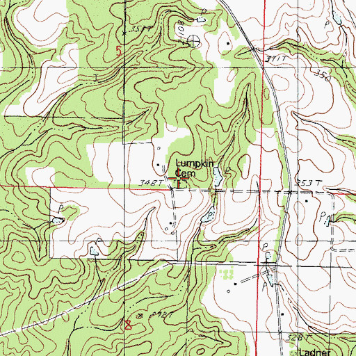 Topographic Map of Lumpkin Cemetery, MS