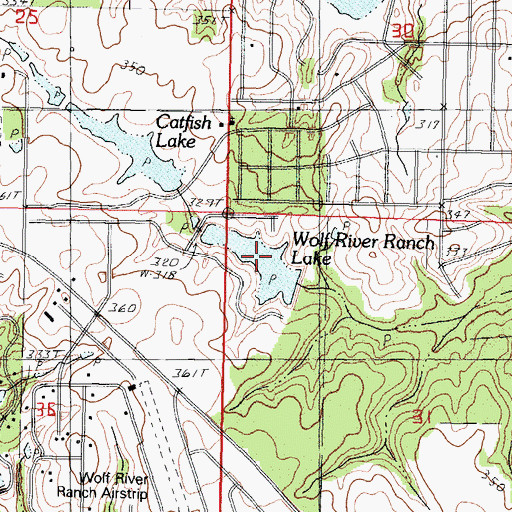 Topographic Map of Wolf River Ranch Lake, MS