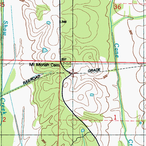 Topographic Map of Bacon (historical), MS