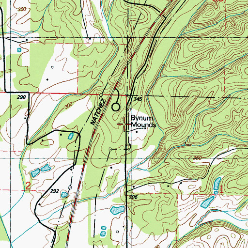 Topographic Map of Bynum Mounds, MS