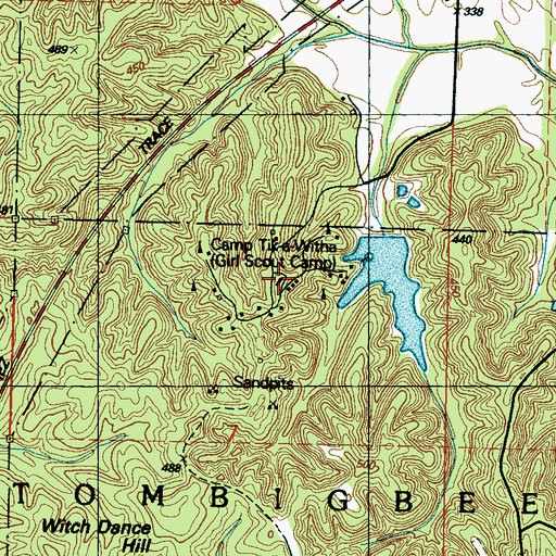 Topographic Map of Camp Tik-a-Witha Girl Scout Camp, MS