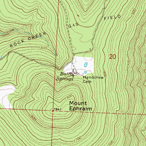 Topographic Map of Battle Springs, AR
