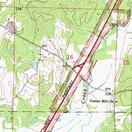 Topographic Map of Coleville (historical), MS