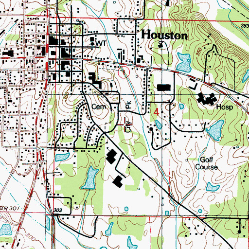 Topographic Map of Joe Brigance Memorial Park, MS